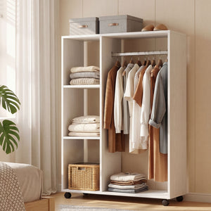Kleiderschrank Garderobe rollbar mobil 80x40x128cm weiss