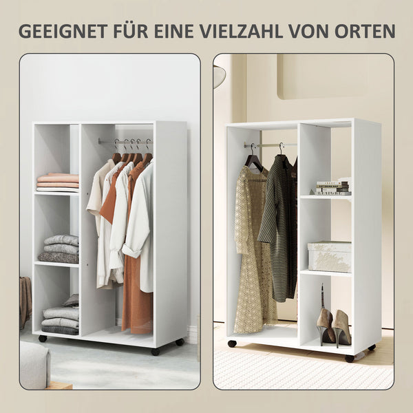Kleiderschrank Garderobe rollbar mobil 80x40x128cm weiss