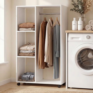Kleiderschrank Garderobe rollbar mobil 80x40x128cm weiss