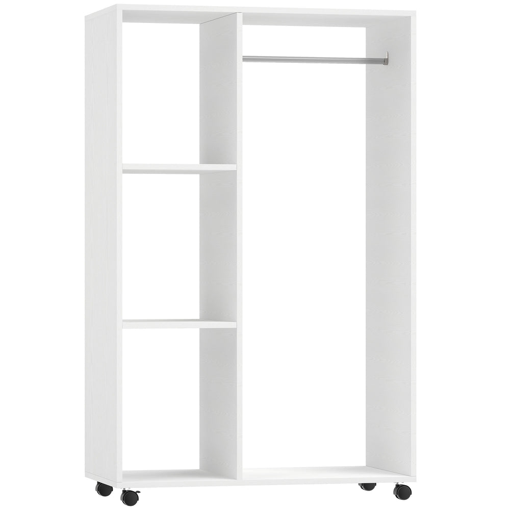 Kleiderschrank Garderobe rollbar mobil 80x40x128cm weiss