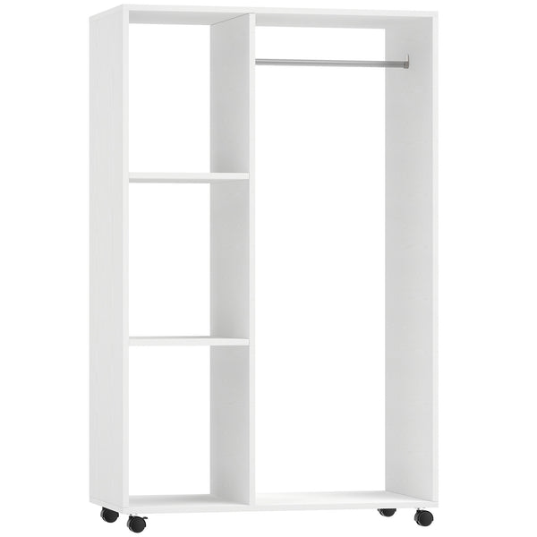 Kleiderschrank Garderobe rollbar mobil 80x40x128cm weiss