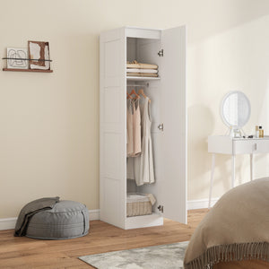 Kleiderschrank mit Regal Kleiderstange und Soft-Close-Tür weiss