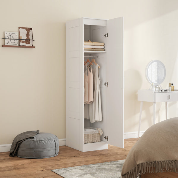 Kleiderschrank mit Regal Kleiderstange und Soft-Close-Tür weiss
