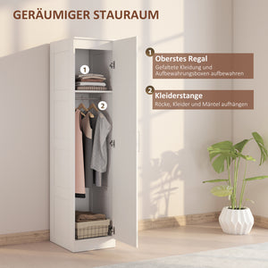 Kleiderschrank mit Regal Kleiderstange und Soft-Close-Tür weiss