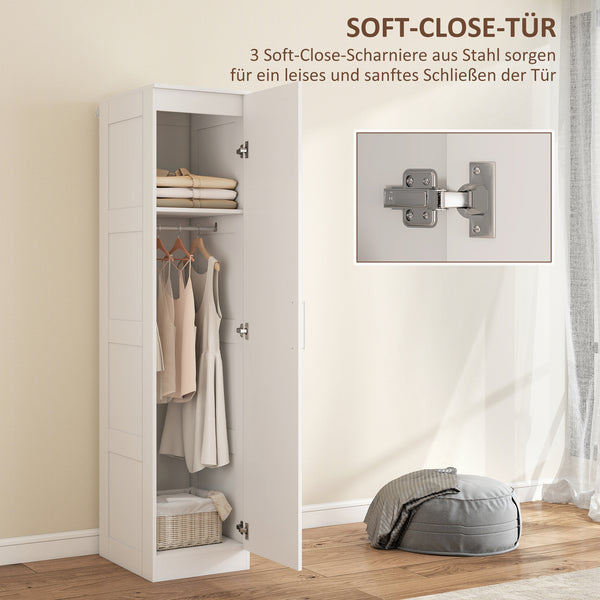 Kleiderschrank mit Regal Kleiderstange und Soft-Close-Tür weiss