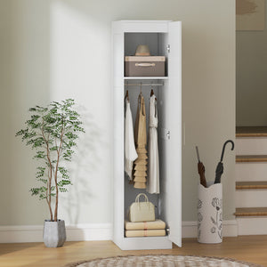 Kleiderschrank mit Regal Kleiderstange und Soft-Close-Tür weiss