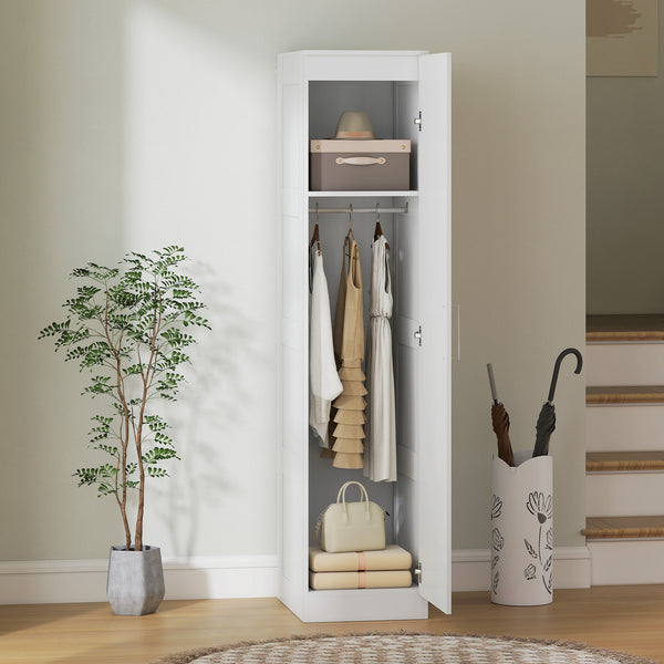 Kleiderschrank mit Regal Kleiderstange und Soft-Close-Tür weiss