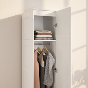Kleiderschrank mit Regal Kleiderstange und Soft-Close-Tür weiss