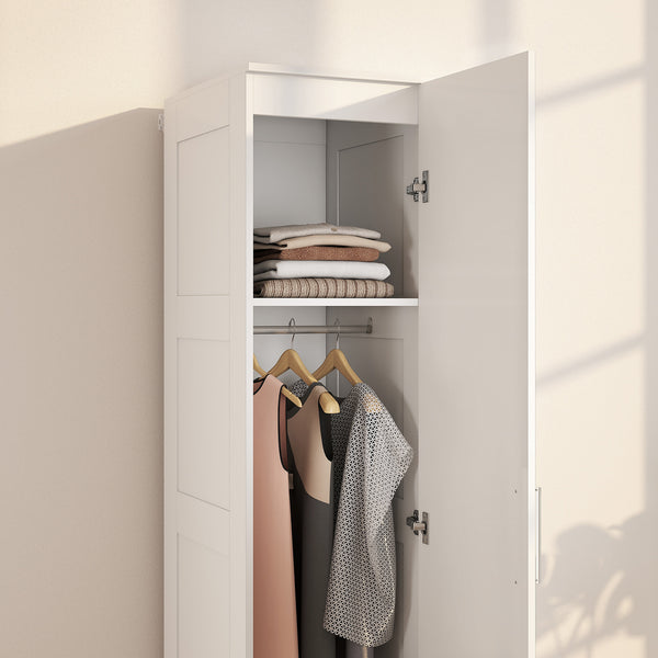 Kleiderschrank mit Regal Kleiderstange und Soft-Close-Tür weiss