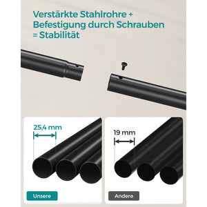 Kleiderständer Garderobenständer doppelte Stange 100kg Belastbarkeit Schwarz