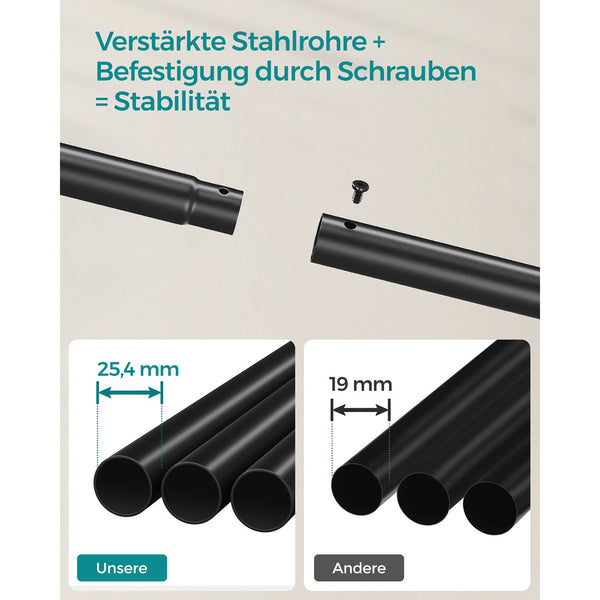Kleiderständer Garderobenständer doppelte Stange 100kg Belastbarkeit Schwarz