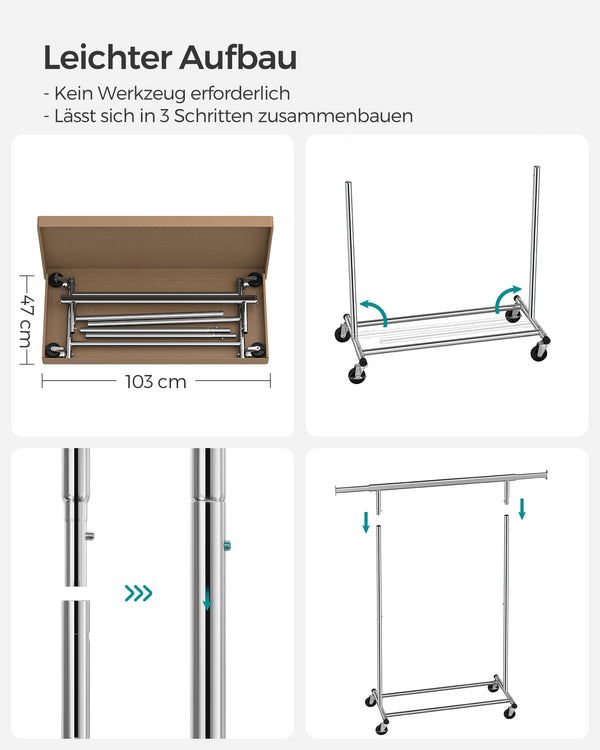 Kleiderständer Heavy 90kg belastbar Chrom