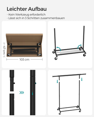 Kleiderständer Heavy 90kg belastbar schwarz