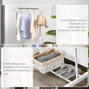 Kleiderständer rollbar höhenverstellbar mit Ablage weiss