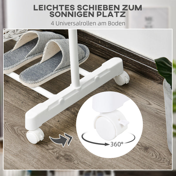 Kleiderständer rollbar höhenverstellbar mit Ablage weiss