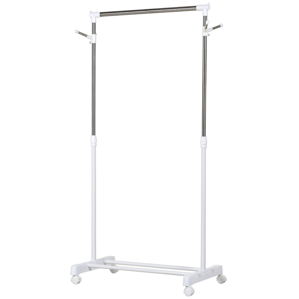 Kleiderständer rollbar höhenverstellbar mit Ablage weiss
