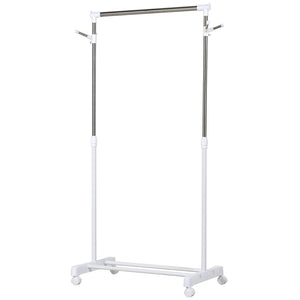 Kleiderständer rollbar höhenverstellbar mit Ablage weiss
