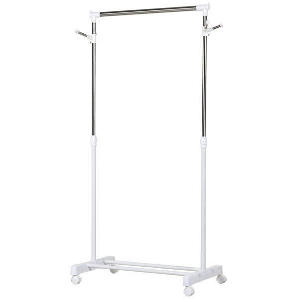 Kleiderständer rollbar höhenverstellbar mit Ablage weiss