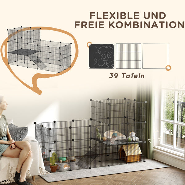 Kleintier Gehege Indoor Auslauf mit Rampe für Zwergkaninchen