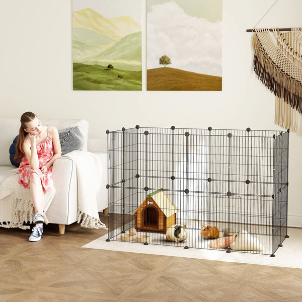 Kleintierkäfig Aussengehege modular aus Stahl schwarz