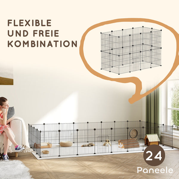Kleintierkäfig Aussengehege modular aus Stahl schwarz
