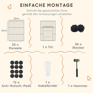 Kleintierkäfig Aussengehege modular aus Stahl schwarz