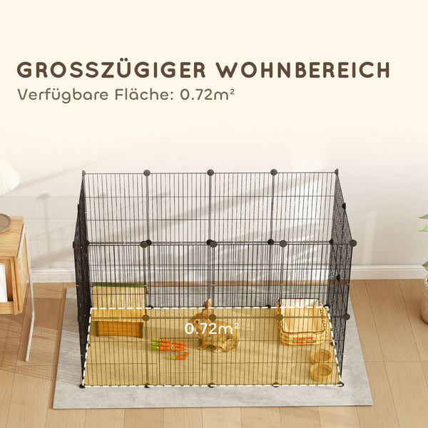 Kleintierkäfig Aussengehege modular aus Stahl schwarz