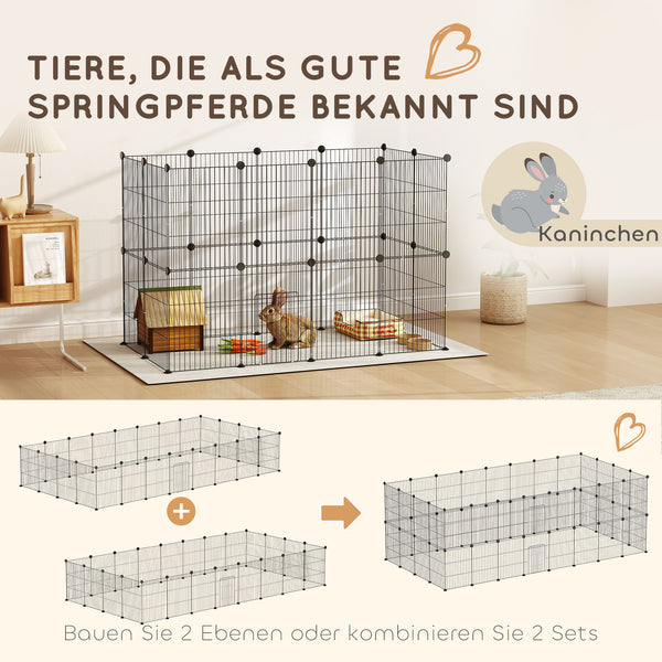 Kleintierkäfig Aussengehege modular aus Stahl schwarz