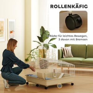Kleintierkäfig mit 2 Etagen Rampe und Zubehör für Balkon weiss