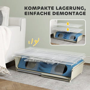 Kleintierkäfig mit 2 Etagen Rampe und Zubehör für Balkon weiss