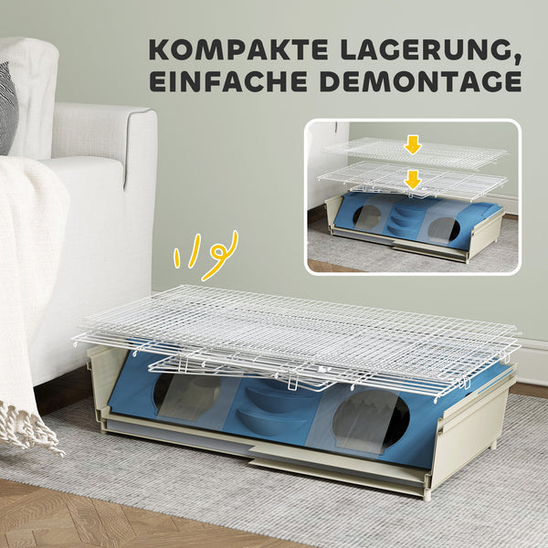 Kleintierkäfig mit 2 Etagen Rampe und Zubehör für Balkon weiss