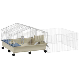 Kleintierkäfig mit 2 Etagen Rampe und Zubehör für Balkon weiss