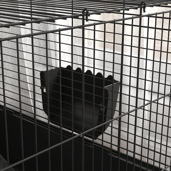 Kleintierkäfig mit abnehmbarem Gehege und Zubehör schwarz