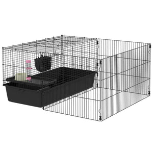 Kleintierkäfig mit abnehmbarem Gehege und Zubehör schwarz