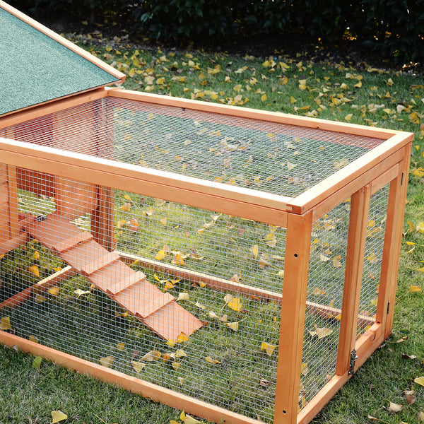 Kleintierstall gross mit Freigehege und Rampen für Kaninchen