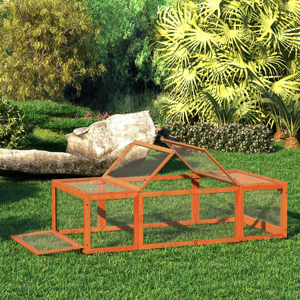 Kleintierstall mit Freilaufgehege 180x90x48cm Tannenholz