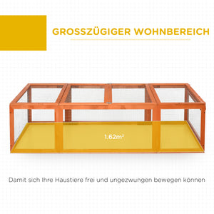 Kleintierstall mit Freilaufgehege 180x90x48cm Tannenholz