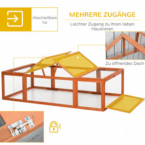 Kleintierstall mit Freilaufgehege 180x90x48cm Tannenholz