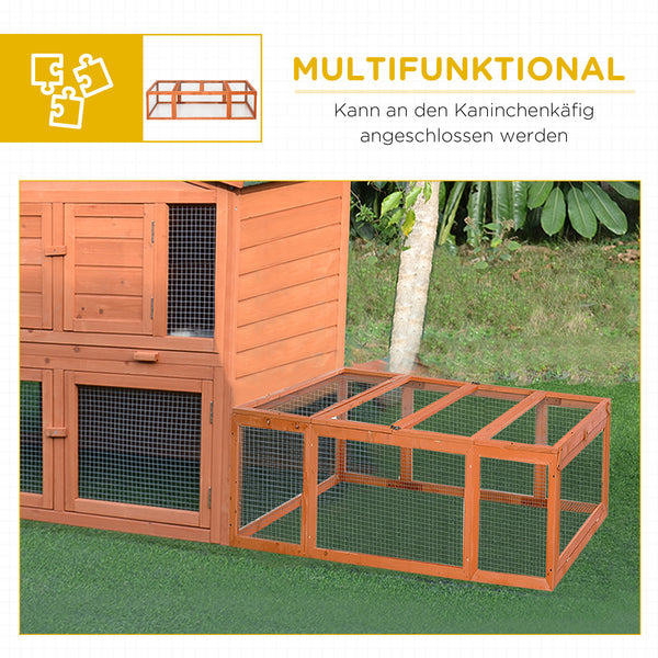 Kleintierstall mit Freilaufgehege 180x90x48cm Tannenholz