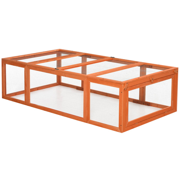 Kleintierstall mit Freilaufgehege 180x90x48cm Tannenholz
