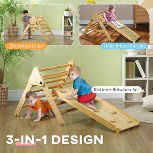 Kletterdreieck Indoor Spielgerät mit Rampe für Kinder aus Holz