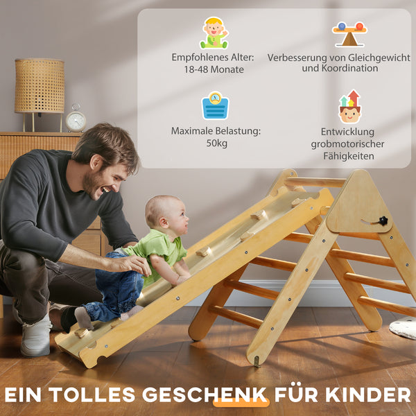 Kletterdreieck Indoor Spielgerät mit Rampe für Kinder aus Holz