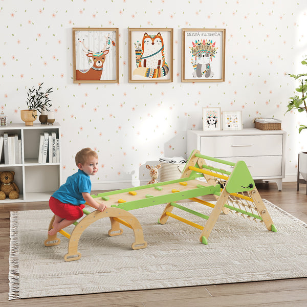 Kletterdreieck Kletterbogen Montessori mit Rutsche aus Holz