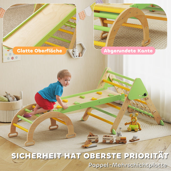 Kletterdreieck Kletterbogen Montessori mit Rutsche aus Holz