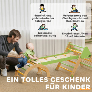 Kletterdreieck Kletterbogen Montessori mit Rutsche aus Holz
