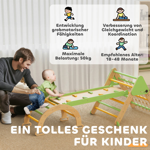 Kletterdreieck Kletterbogen Montessori mit Rutsche aus Holz
