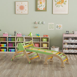 Kletterdreieck Kletterbogen Montessori mit Rutsche aus Holz