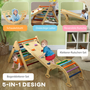 Kinder Klettergerüst 5-in-1 mit Rutsche und Rampe ab 18 Monate bunt