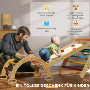 Kinder Klettergerüst 5-in-1 mit Rutsche und Rampe ab 18 Monate bunt