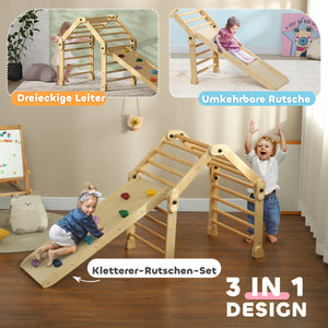 Klettergerüst faltbar mit Rutsche und Kletterwand für Kinder aus Holz